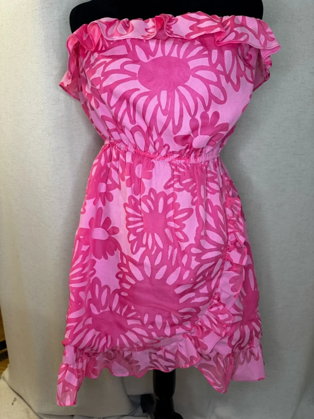 Lilly Pulitzer Petula Strapless Ruffle Floral Mini Dress M - Picture 3 of 11
